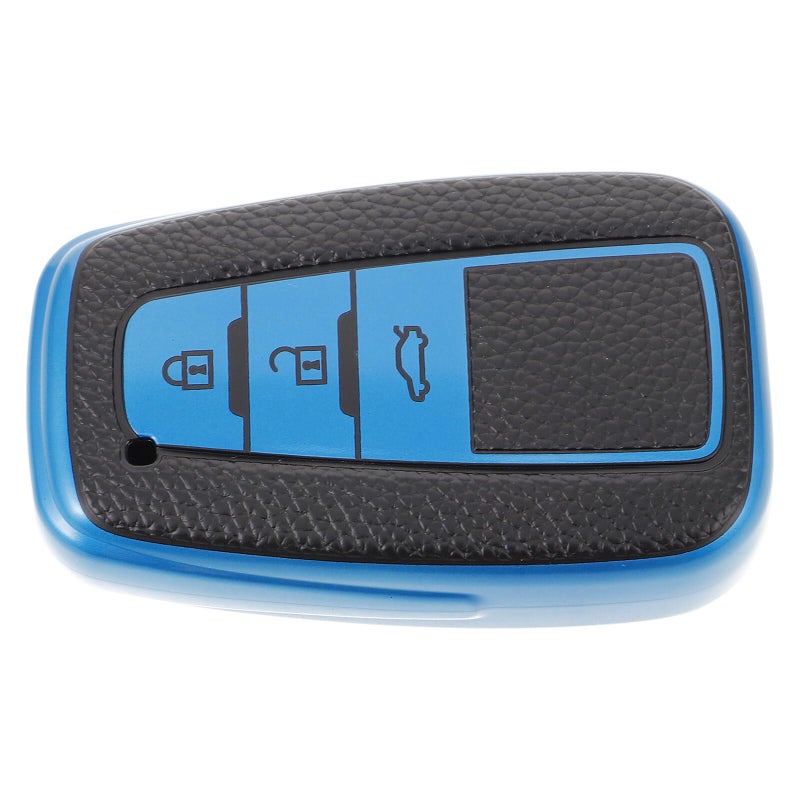 Blue Leather Texture 3 Button Car Key Fob Protective Case Cover Full Shell Sleeve - Image 2