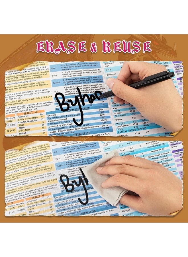Byhoo 2 PCS DM Screen for D&D 5E with 2 Immersive Themes，Waterproof Reusable Surface, Tri-Fold Portable Design Folds to A4 Size DND Accessories Compatible with Players Handbook - Image 2