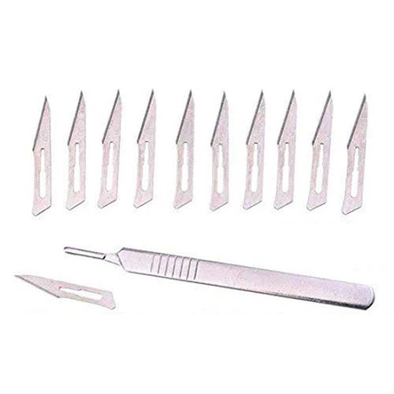 Diy Crafts CTDIYHI37720 Scalpel Blade Chisel for Lab Laboratory Crafts Works Shop All Type Diy Works Design No 5 Pack of 2 10 Blades Steel Multicolor - Image 1