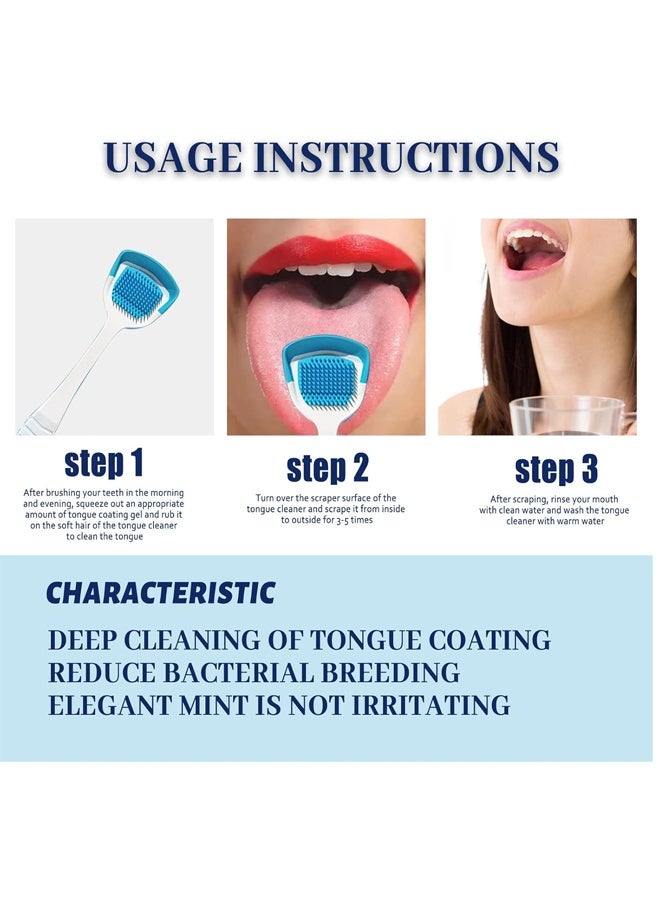 EELHOE Tongue Cleaning Gel Set, Tongue Cleaner Gel with Tongue Brush, Easy to Use for Adults Kids, Tongue Scraper Scrubber for Adults with Cleaning Gel - Image 3