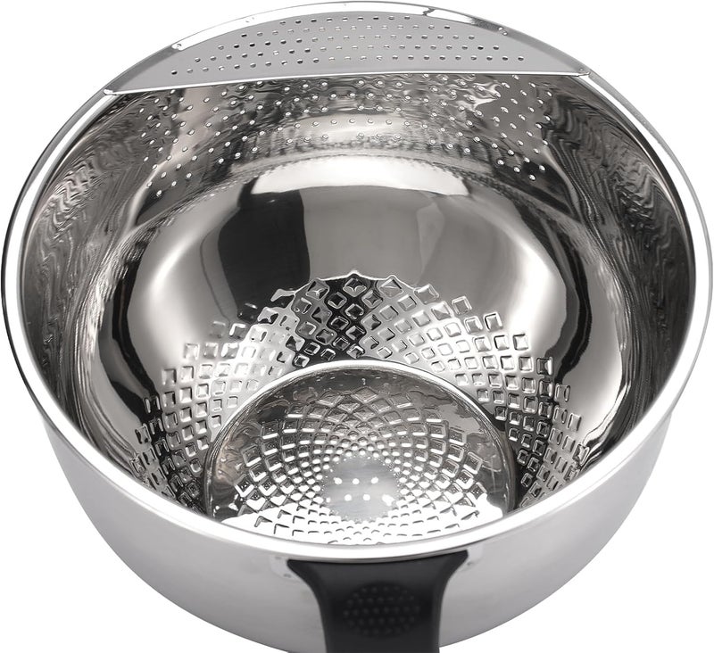 Fine Mesh Rice Strainer, Metal Colander Bowl Stainless Steel Baskets for Pasta, Fruit - Strain, Drain, Rinse(Diameter 11.02 inch)