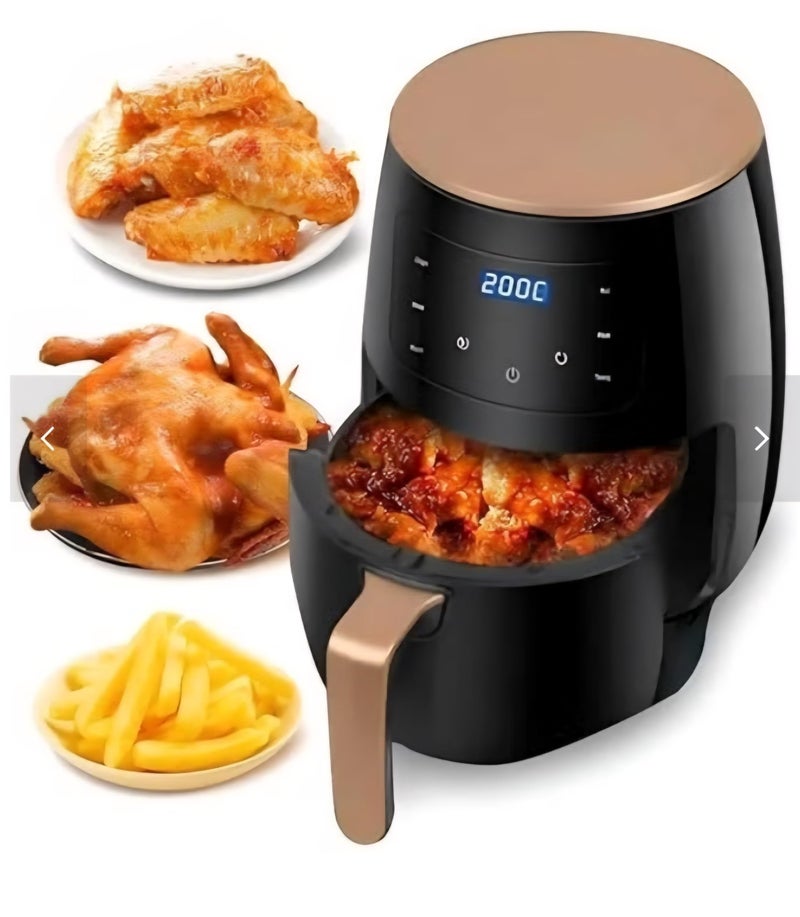 Premium Digital Air Fryer with Touch Control Panel, Black and Gold - Image 2