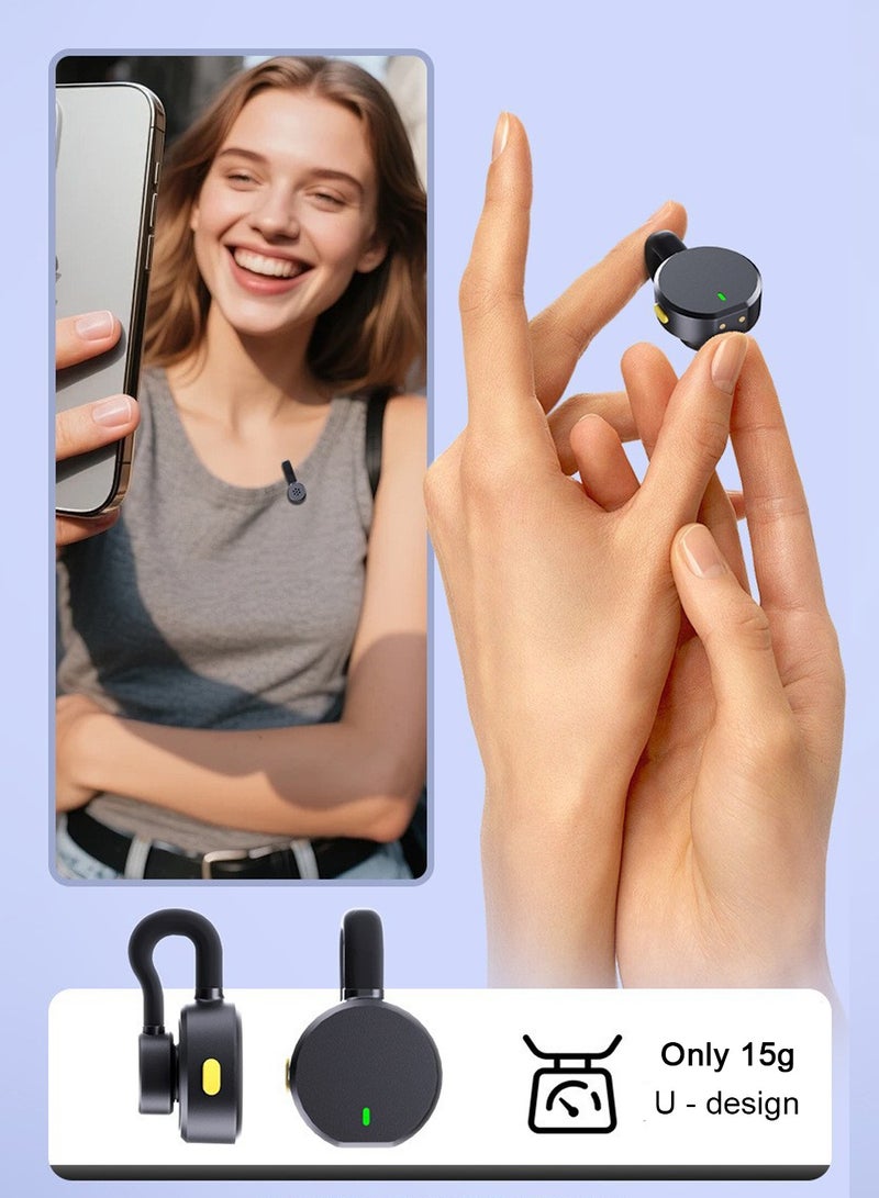 LUCKIER Concealed lapel clip mini microphone, wireless lapel microphone for iPhone, iPad and Android devices, USB-C noise-cancelling portable microphone with windscreen and charging case - Compact clip-on microphone for YouTube, TikTok, podcasting and video recording - Image 2