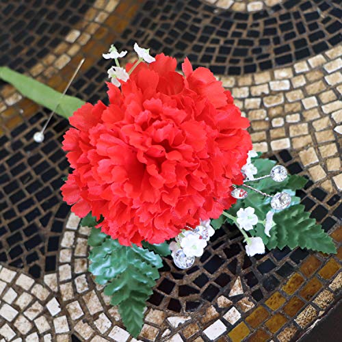 Larksilk Red Real Touch Silk Carnation Picks - 100 Count Bulk Artificial Flowers for Weddings, DIY Decor - 3.5"" Heads, 5"" Stems - Image 4