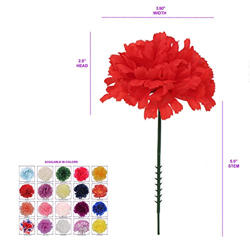Larksilk Red Real Touch Silk Carnation Picks - 100 Count Bulk Artificial Flowers for Weddings, DIY Decor - 3.5"" Heads, 5"" Stems - Image 5