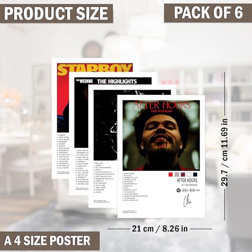 True Flair Pack of 8 - Popular Music Artist Album Art Wall Posters, 21 x 30 cm, Wall Decor for Bedroom, Living Room, Office (The Weeknd) - Image 4