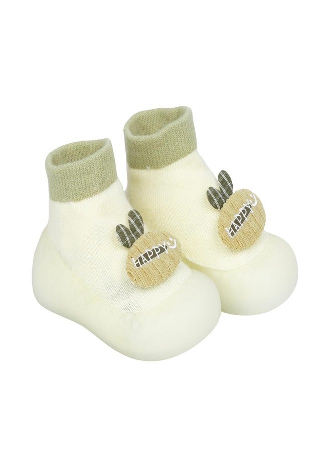 SYADEL Baby Shoes for 12-18 Months - Breathable Cotton Socks Shoes with Non-Slip Rubber Sole, Easy Slip-On Toddler Floor Shoes for Boys & Girls, Size 12.6 cm, Light Green - Image 4