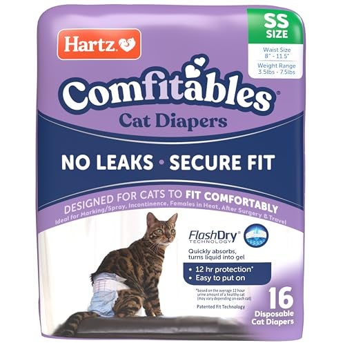 Hartz Comfitables Cat Diapers Size XS 16 Count Comfortable Secure Fit Easy to Put On - Image 1