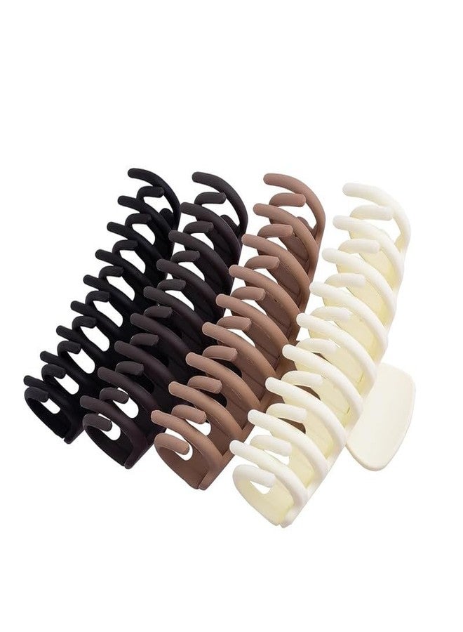 Minta Girls Hair Clips Claw Matte Claw Clips Big Hair Clips For Women 4.3 Inch Claw Clips For Thick Long Hair Banana Clips Hair Claws Neutral Hair Clips 4 Pack - Image 1