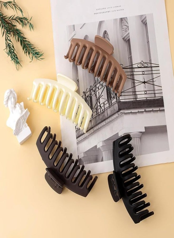 Minta Girls Hair Clips Claw Matte Claw Clips Big Hair Clips For Women 4.3 Inch Claw Clips For Thick Long Hair Banana Clips Hair Claws Neutral Hair Clips 4 Pack - Image 2