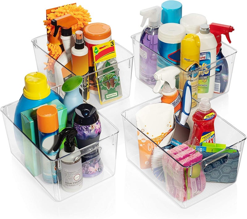 Snazzy Clear Plastic Pantry Organizer Bins, 2 PCS Food Storage Bins with Handle for Refrigerator, Fridge, Cabinet, Kitchen, Countertops, Cupboard, Freezer Organization and Storage, BPA Free, Medium - Image 2