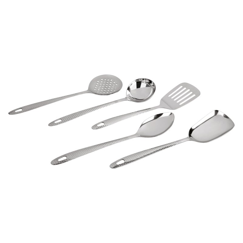 Amanda 5 Piece Stainless Steel Serving Spoon Set | Heavy Gauge | Includes Ladle, Turner, Rice Spoon, Oval Spoon, and Serving Spoon | Durable, Rust-Resistant Kitchen & Dining Table Essentials | Silver - Image 5