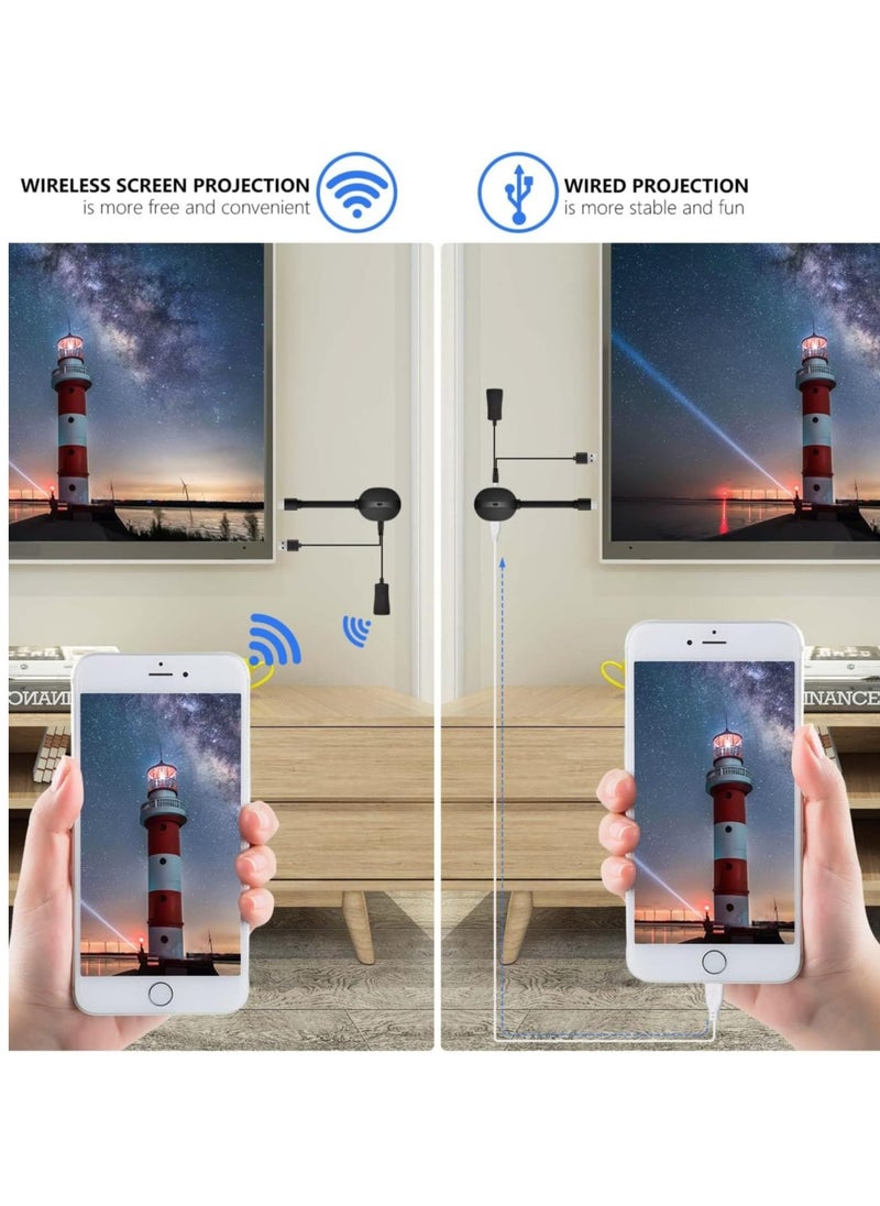 SYOSI - Wireless HDMI Display Adapter Wired and Wireless Mode 4K Streaming Display Dongle Compatible iOS Android Windows Support Miracast Airplay DLNA TV Stick for Laptop Phone to TV Monitor Projector - Image 1
