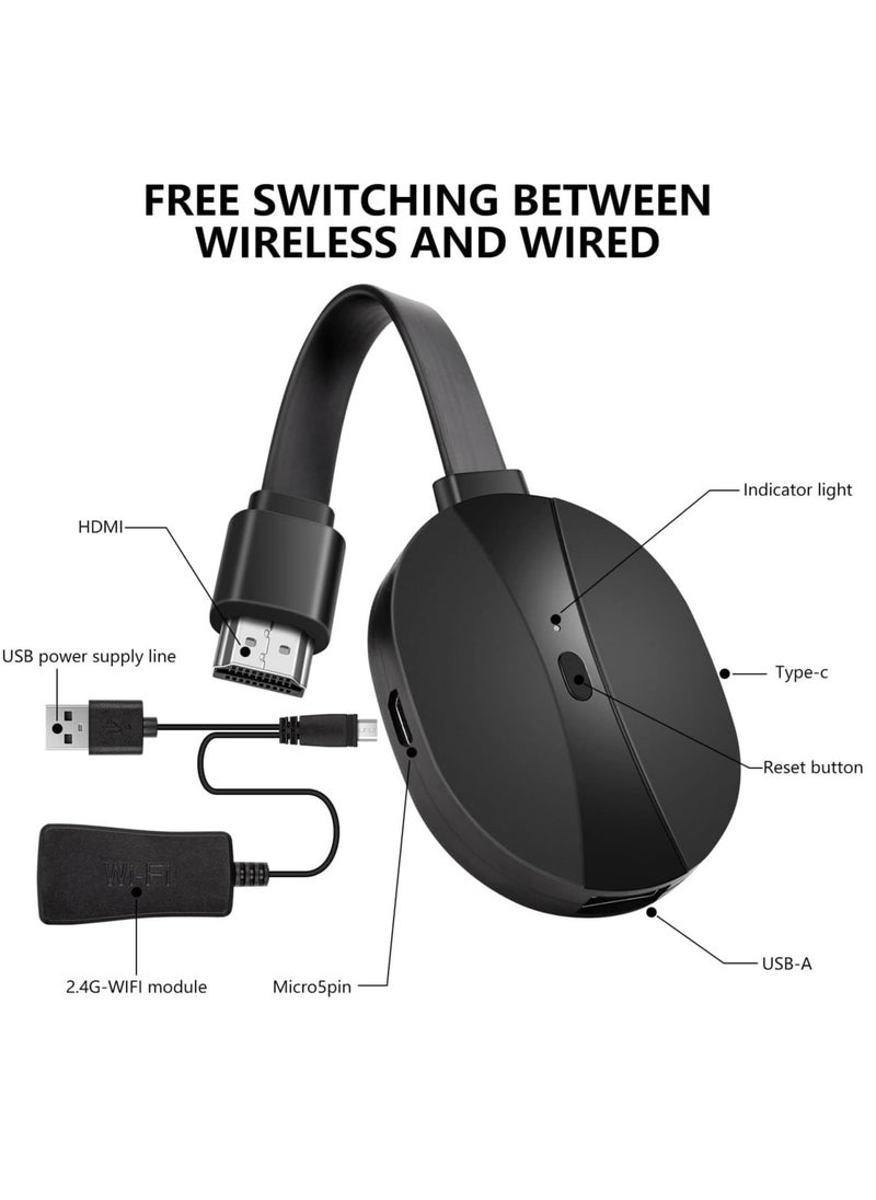 SYOSI - Wireless HDMI Display Adapter Wired and Wireless Mode 4K Streaming Display Dongle Compatible iOS Android Windows Support Miracast Airplay DLNA TV Stick for Laptop Phone to TV Monitor Projector - Image 1