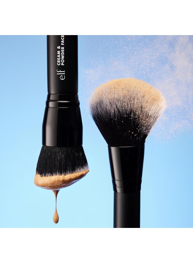 إلف فرشاة كريم وبودرة مزدوجة الأطراف من إيلف، فرشاة مكياج 2 في 1 لبشرة جميلة ومتجددة، نباتية وخالية من القسوة - Image 3