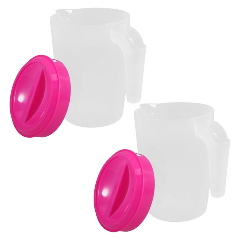 2pcs 1 Liter Red Plastic Water Pitchers with Lid for Fridge Juice - Image 2