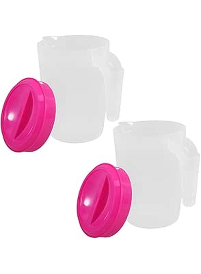 2pcs 1 Liter Red Plastic Water Pitchers with Lid for Fridge Juice - Image 1