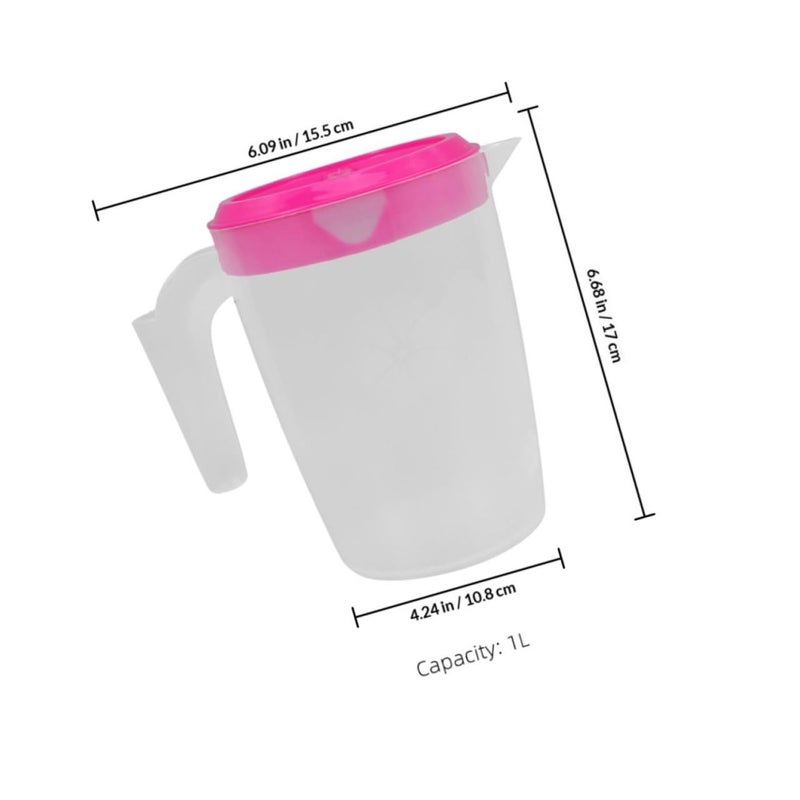 2pcs 1 Liter Red Plastic Water Pitchers with Lid for Fridge Juice - Image 3