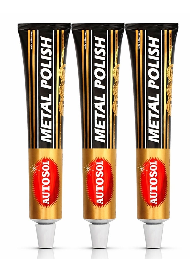 Autosol 3 pcs Autosol Metal Polish 75ml Car Metal Cleaner Chrome Polish Rust Remover Shine Paste for Stainless Steel Aluminum Brass Copper Multi Surface Polish Compound - Image 1