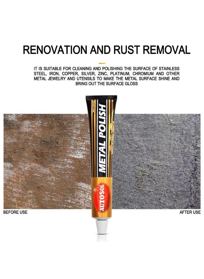 Autosol 3 pcs Autosol Metal Polish 75ml Car Metal Cleaner Chrome Polish Rust Remover Shine Paste for Stainless Steel Aluminum Brass Copper Multi Surface Polish Compound - Image 5