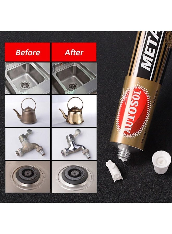 Autosol 3 pcs Autosol Metal Polish 75ml Car Metal Cleaner Chrome Polish Rust Remover Shine Paste for Stainless Steel Aluminum Brass Copper Multi Surface Polish Compound - Image 4
