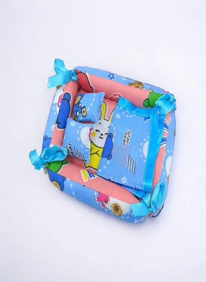 SEER laddu Gopal ji Bisster Set Square Krishna Ji Bed Set Summer Friendly Comfortable Cotton Ladoo Gopal Ji Bedding Random Color and Design - Image 1