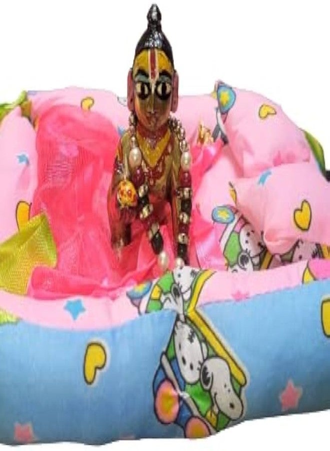 SEER laddu Gopal ji Bisster Set Square Krishna Ji Bed Set Summer Friendly Comfortable Cotton Ladoo Gopal Ji Bedding Random Color and Design - Image 4
