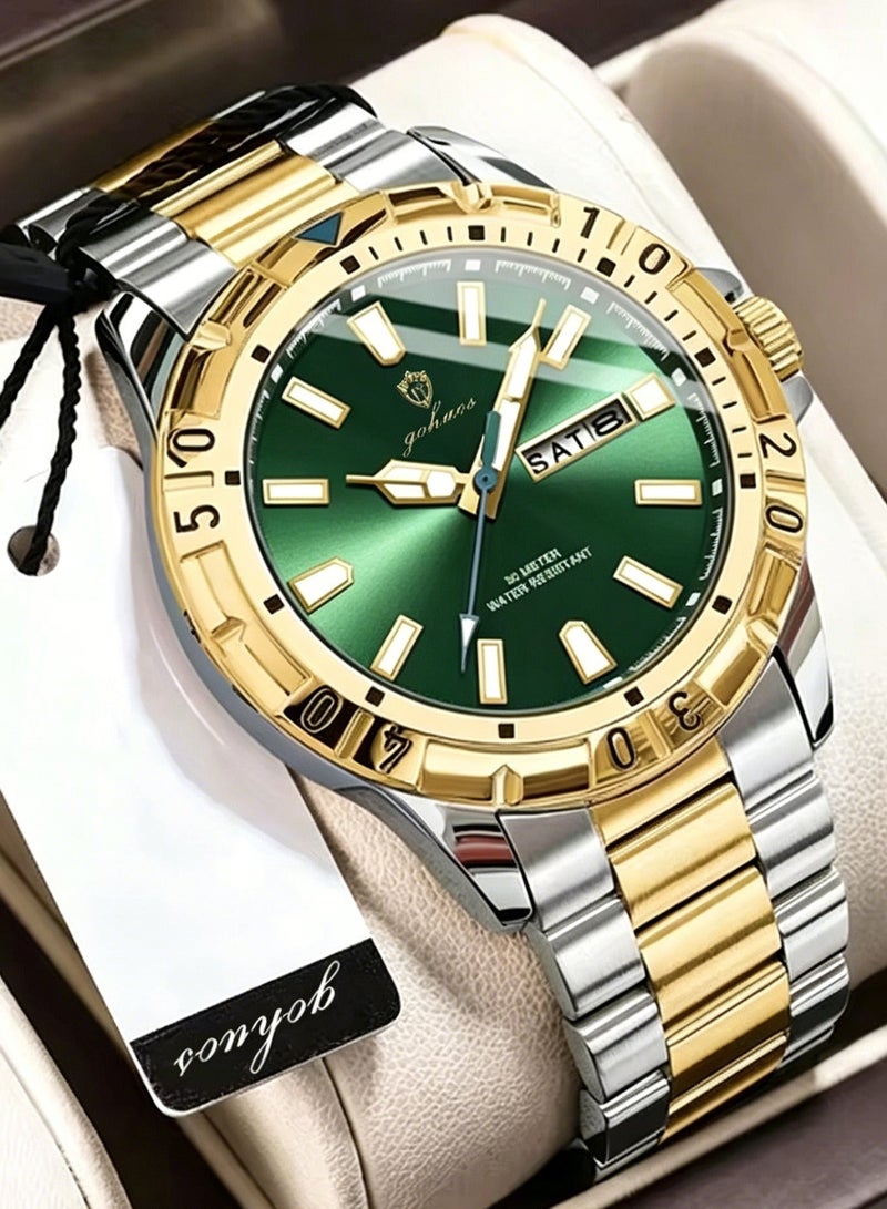 GOHUOS Men's Watch, Stainless Steel Analog Waterproof Quartz Business Fashion Wrist Watch - 42mm - Image 1
