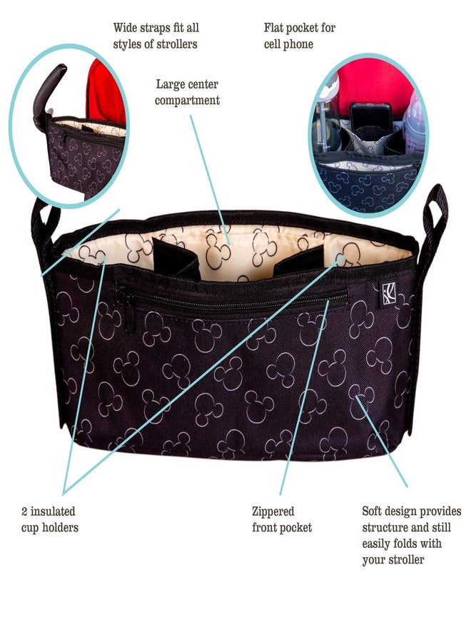 J.L. Childress Disney Baby by J.L. Childress Cargo 'N Drinks Parent Tray - Baby Stroller Cup Holder, Essential Travel Accessories, Stroller Caddy Organizer, Fits UPPAbaby, Doona, Nuna, & More - Mickey Mouse - Image 2