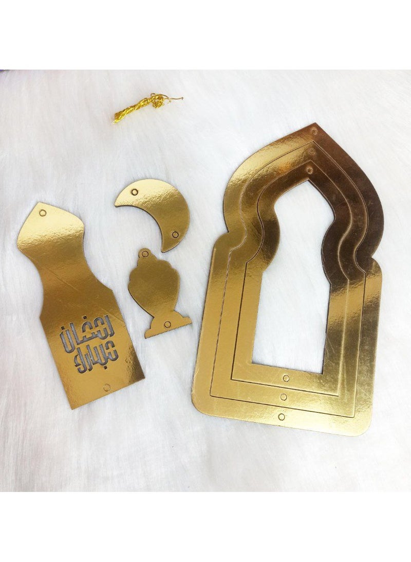 Ramadan gate pendant in a new shape, Ramadan gate pendant set, material, laser wood The set comes in 3 different sizes, multi-coloured - Image 3