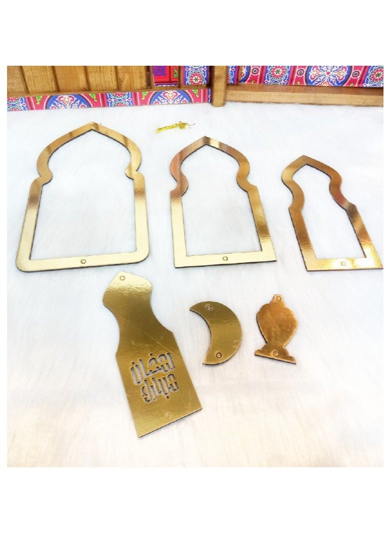 Ramadan gate pendant in a new shape, Ramadan gate pendant set, material, laser wood The set comes in 3 different sizes, multi-coloured - Image 4
