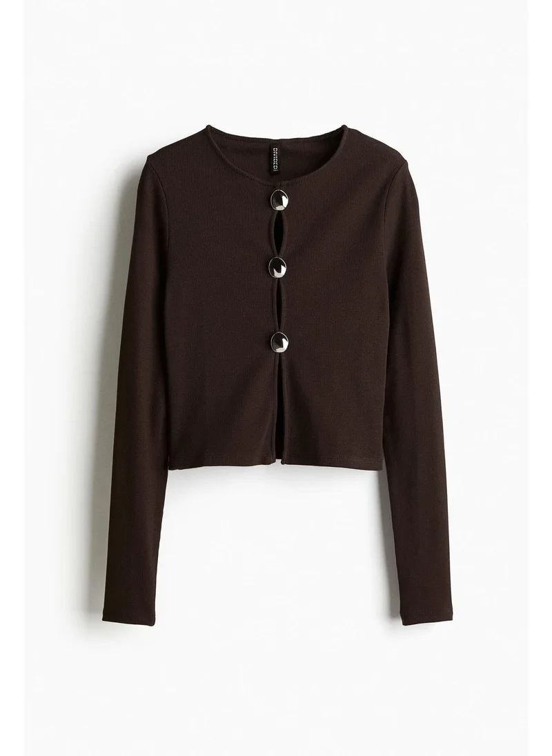 H&M Button-detail ribbed top
