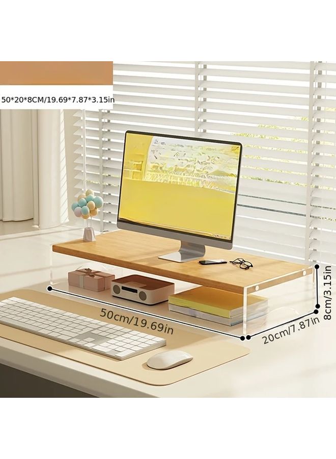 حامل شاشة قابل للتعديل من الخشب بلون 1، مع رف تخزين ومنظم مكتب - Image 1