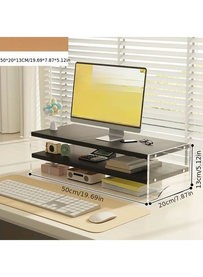 حامل شاشة قابل للتعديل من الخشب بلون 1، مع رف تخزين ومنظم مكتب - Image 3