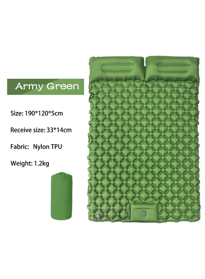 Teranorix Double Camping Sleeping Mat [with Pillow + Foot Pedal Air Pump] | Ultralight 1.2kg | Thickened 6CM | Army Green Mat | Suitable for Families and Couples (Tent Camping / Backpacking / Hiking) - Image 1