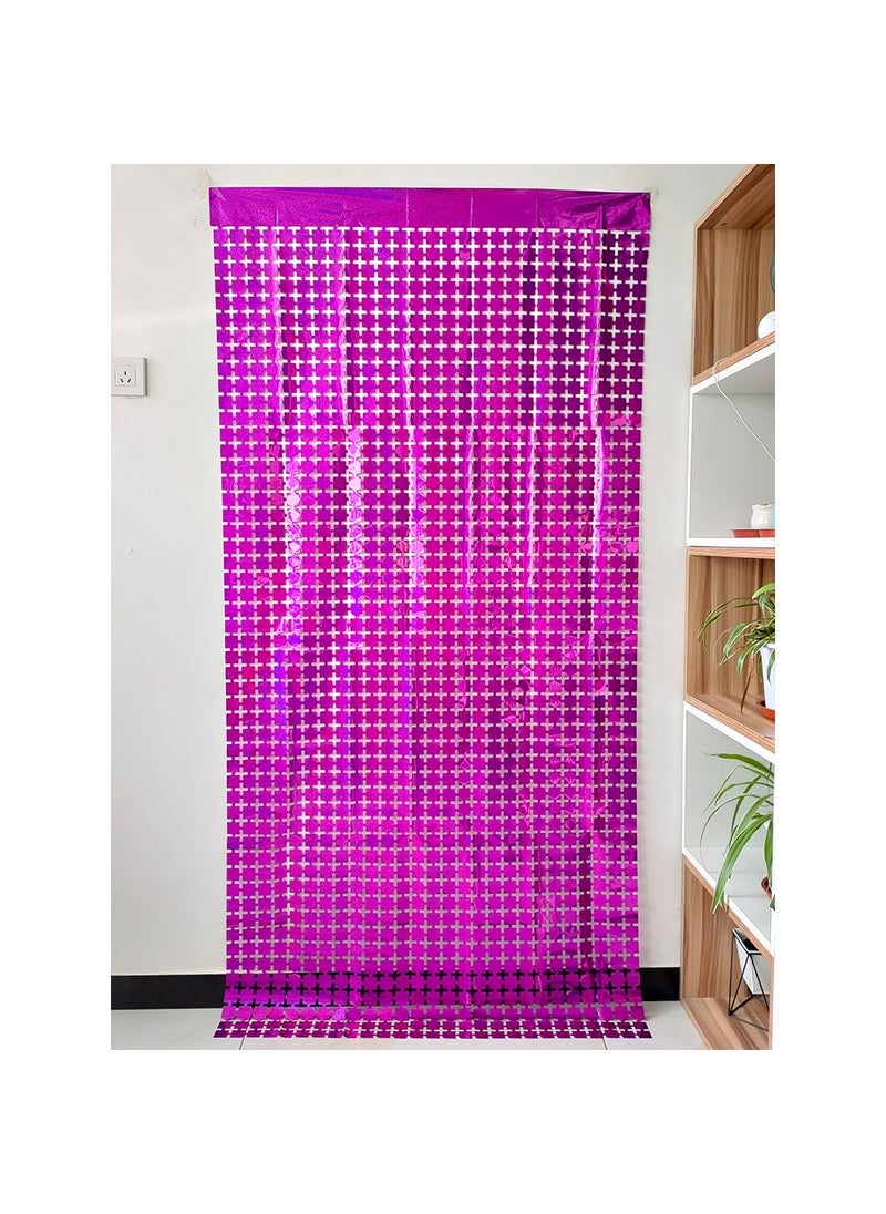 Golden Laser Square Curtain Party Decor Rose Red 1*2m 