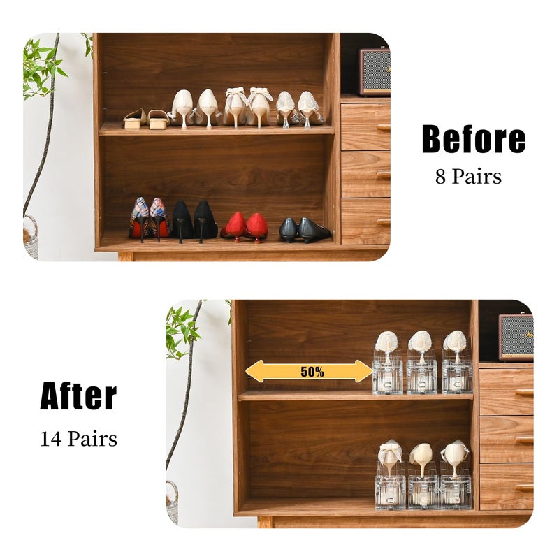 beehomay Shoe Slots Organizerï¼Œ15Pack Shoe Stackers for a Pair of Shoes,Adjustable Shoe Rack with Three Levelsï¼ŒShoe Storage Shoe Space Saver - Image 3