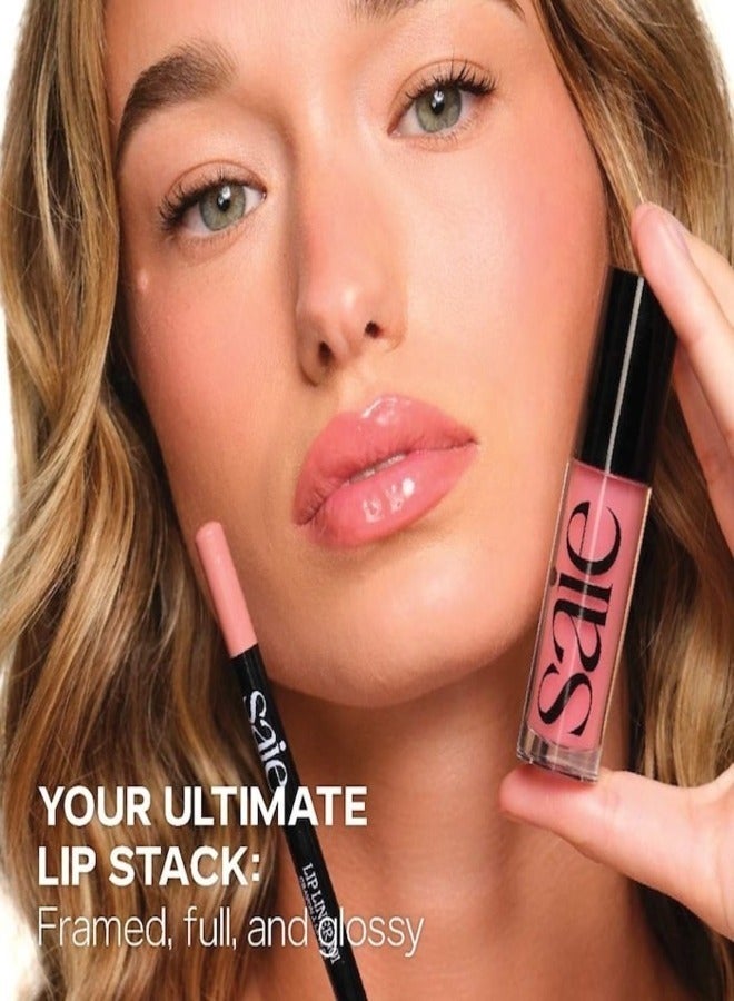 Saie Glossy Bounce™ High Shine Lip Gloss - Shake - warm nude shimmer , Moisturizing Oil Infused, 5ml - Image 4