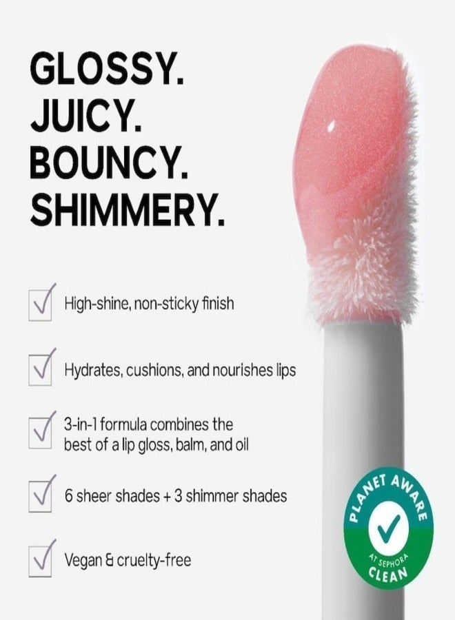 Saie Glossy Bounce™ High Shine Lip Gloss - Shake - warm nude shimmer , Moisturizing Oil Infused, 5ml - Image 5