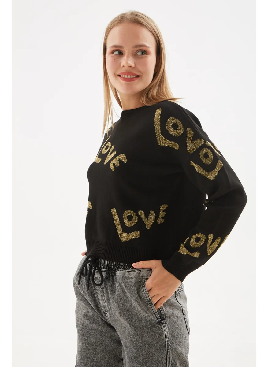 فاشن فريندز Regular Fit Zero Collar Glittery Sweater Women's Sweater 24K0261K1