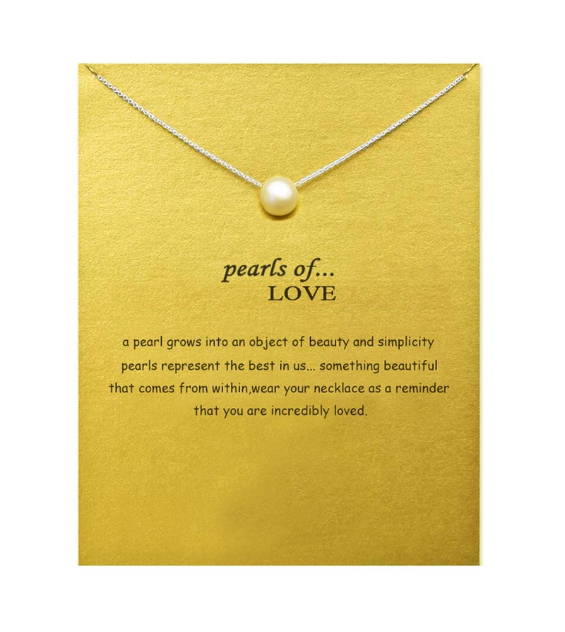 Baydurcan Hundred River Pearl Necklace Pendant Chain Necklace with Message Card Gift Card (Pearl s) - Image 1