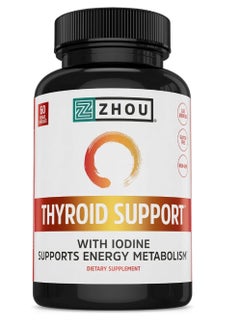 Zhou Thyroid Support Complex with Iodine Supplement, Increase Energy 60 Caps 