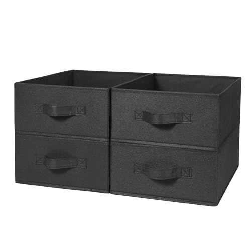 BOMKEE Clothings Collapsible Storage Bins Foldable Organizers and Storage Baskets Cube Storage Bin for Bedroom Living Room 4 Pack Black 154x114x55inch - Image 1