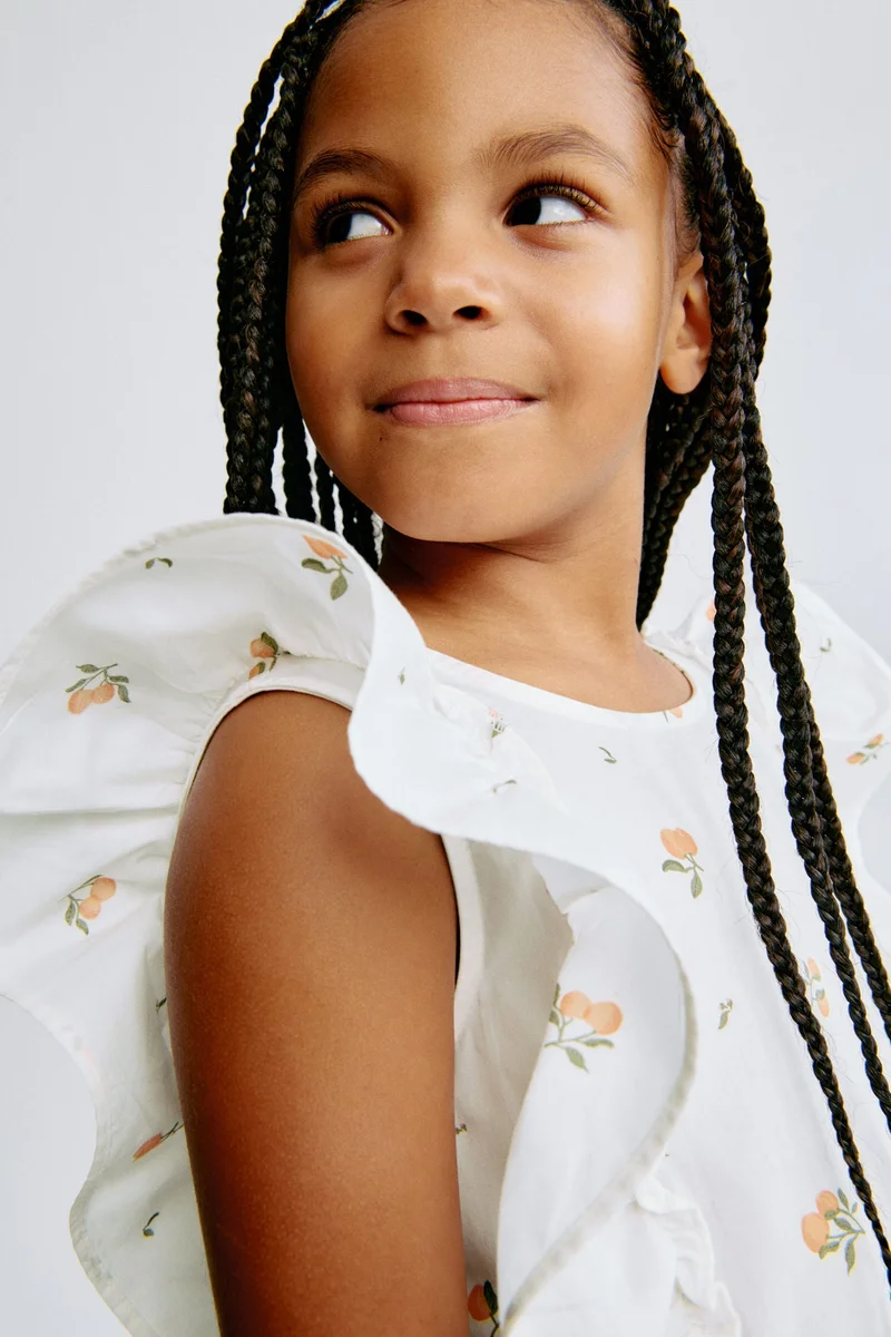 اتش اند ام فستان قطني بطبعة