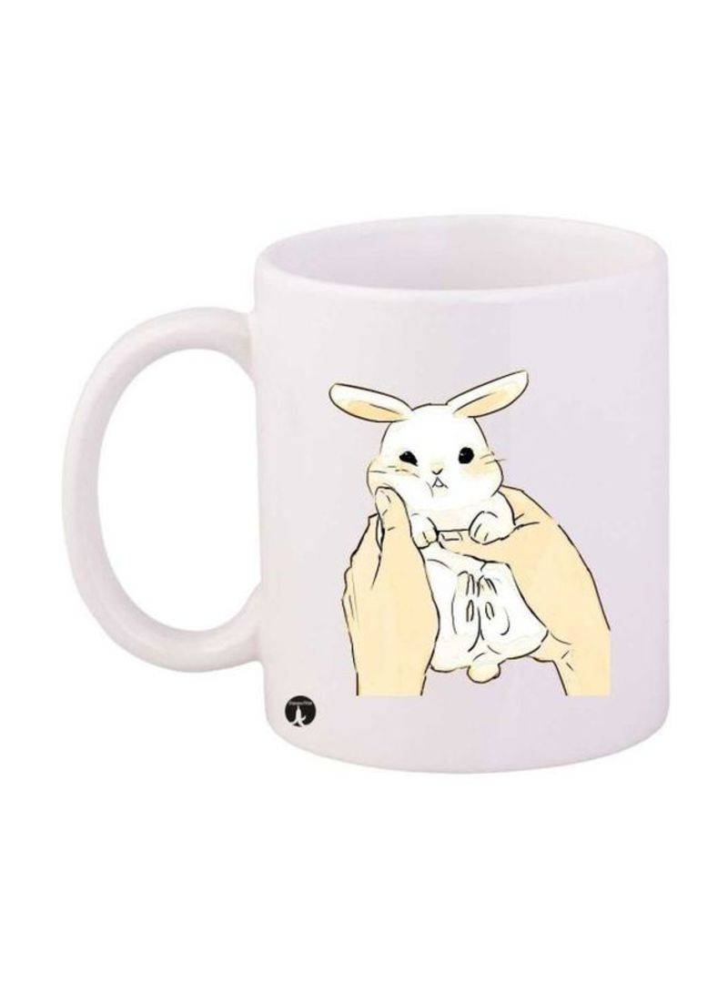 Rabbit Printed Mug White/Beige Standard Size