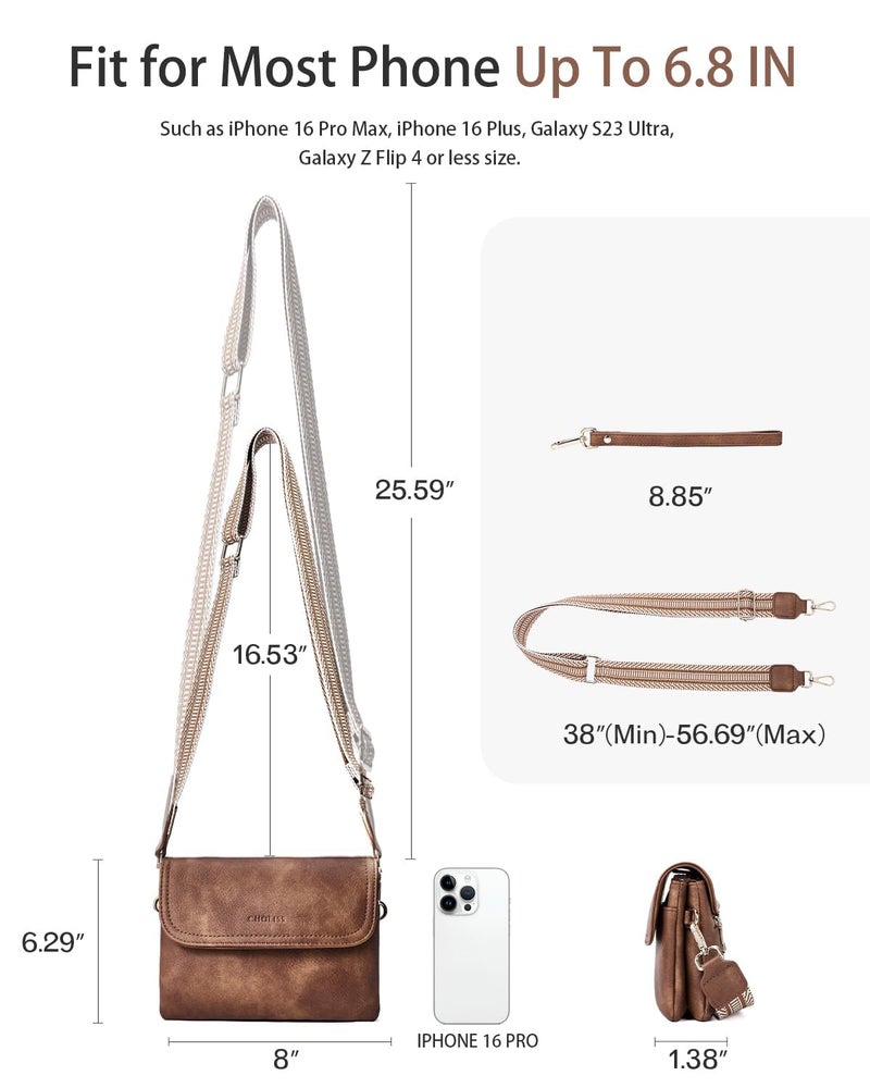 CHOLISS Small Crossbody Bags for Women, Vegan Leather Cell Phone Purse, Mini Travel Purse with Adjustable Strap Womens Gifts - Image 5