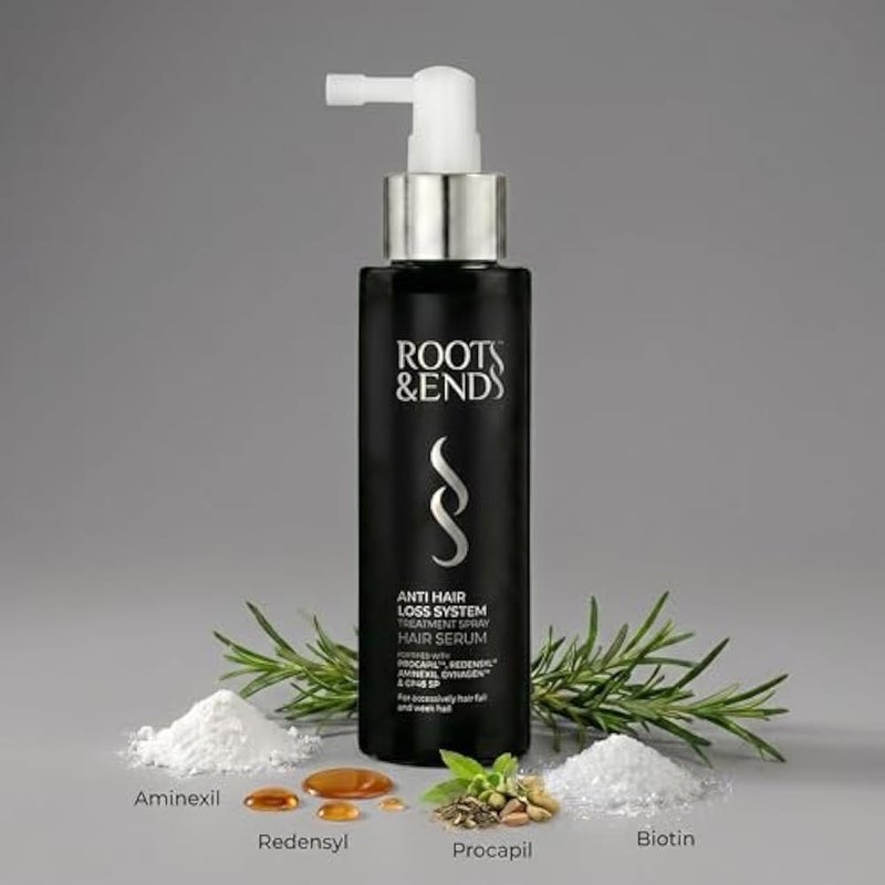 Roots & Ends Anti-Hair Loss Spray - Hair Spray Growth with Aminexil, Redensyl & Biotin to Improve Hair Density, 120 ML - Image 3