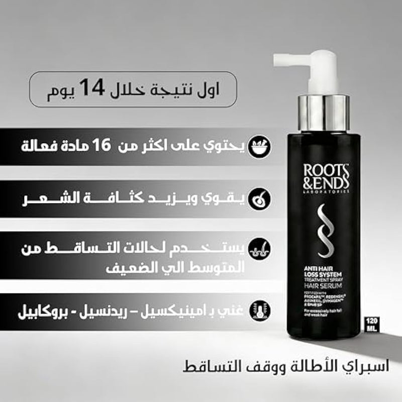 Roots & Ends Anti-Hair Loss Spray - Hair Spray Growth with Aminexil, Redensyl & Biotin to Improve Hair Density, 120 ML - Image 2