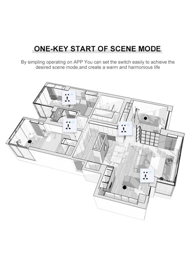 دع التقنية فيش حائط ذكي حديث مع تحكم عن بعد، مراقبة الطاقة، بمدخل USB Type-C - ابيض - Image 4