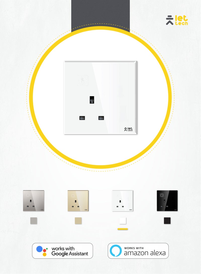 دع التقنية فيش حائط ذكي حديث مع تحكم عن بعد، مراقبة الطاقة، بمدخل USB Type-C - ابيض - Image 1